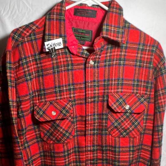 Red Plaid Wool Shirt Mens Large Authentic Mountain Tek Apparel Equipment  IN8038 - Picture 1 of 9